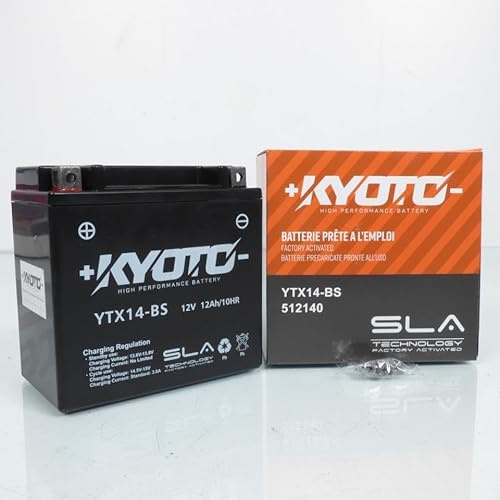 Batterie SLA Kyoto compatible avec Scooter Piaggio 500 MP3 LT Business Sport Abs 2012 à 2018 YTX14-BS / 12V 12Ah