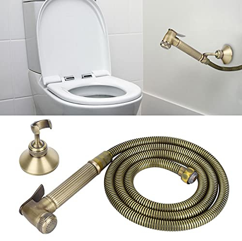 Baño bidé de cobre, G1/2in Vintage Cobre Asientos de inodoro de mano Pulverizador de bidé con manguera Base fija Suministro de baño