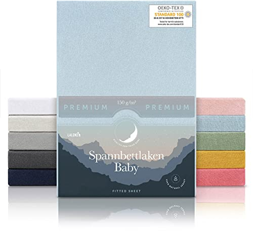 Laleni Premium Spannbettlaken 50x89 cm für Baby | Oeko-TEX zertifiziertes Spannbettlaken Beistellbett | Stubenwagen Bezug 100% Baumwolle | Baby Spannbettlaken Maxi | Baby Bettwäsche in Hellblau