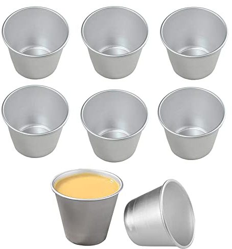 Sctmda Stampo Budino 8 Pezzi Mini Stampi per Budino Alluminio Budino Stampi Mini Torta Stampi Antiaderenti Stampi per Pudding in Alluminio Anodizzato Argento Stampi Cottura Strumento