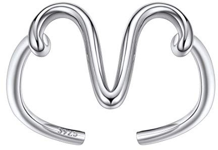 SILVERCUTE Damen Mädchen Statement Ring Buchstabe V 925er Silber Minimalist Initiale Offener Ring Platiniert Anfangsbuchstabe verstellbar Ring Schmuck für Weihnachten Valentinstag