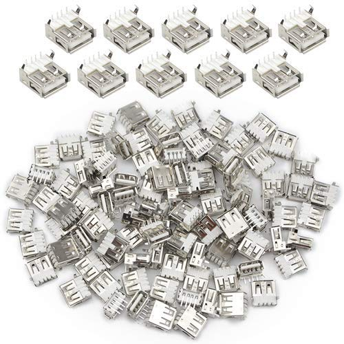 BGTXINGI Lot de 100 connecteurs à souder USB type A standard à angle droit à 4 broches