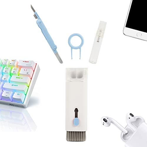 Upgrade Keyboard Cleaner, 7 in 1 Keyboard Cleaning Brush Kit, Multifunctional Airpod Cleaning Kit with KeyCaps Puller for Computer, Airpods Pro, Laptop, Bluetooth Earphones, Camera Lens (Blue)