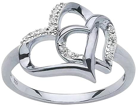 Ring Creative Jewelry Gif Herz-zu-Herz-Liebes-Verlobungs-Damen-Ringe Trau Ringe Für Sie Und Ihn (Silver, 9)
