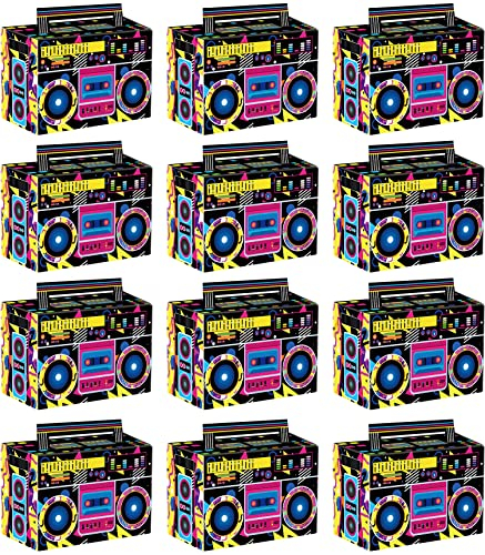 Hegbolke 80s 90s Party Favor Boxes - Novelty Boom Box Favors & Candy Paper Boxes - Retro Radio Decorations & Table Centerpieces for 80s & 90s Hip Hop Theme Parties