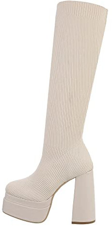 Ital Design Damenschuhe Stiefel High-Heel Stiefel, 037-, Textil, Beige, Gr. 39