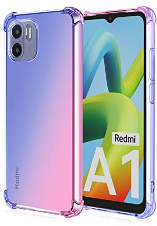 EASSGU TPU Silikon Handyhülle für Redmi A1 / Redmi A2 (6.52 Inches), Durchsichtig Farbverlauf Case, Anti Drop und Anti Scratch Schutzhülle - Blau Rosa