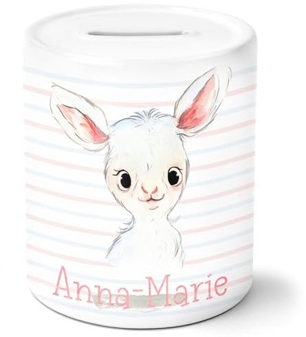 timalo® Spardose personalisiert mit Namen | Personalisierbares Geschenk Sparschwein für Kinder Keramik Geschenkidee | Schaf spardose-t-6