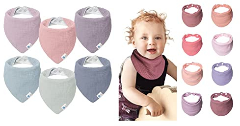 Lulu moon Lätzchen Baby Dreieckstuch Baby Musselin Halstuch Baby für Junge und Mädchen & Lätzchen Baby Absorbierende Dreieckstuch, Musselin Halstuch Baby mit Verstellbares Druckknopf