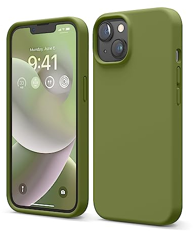 elago Liquid Silicone Case Kompatibel mit iPhone 14 Hülle (6.1), Hochwertiges Silikon, Ganzkörperschutz - 4 Schichten stoßfeste Handyhülle, kratzfestes weiches Mikrofaserfutter (Zenderngrün)