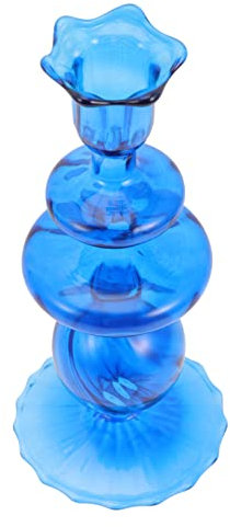Warmhm Kerzenständer Aus Glas Dekorativer Kerzenhalter Aus Glas Kerzenhalter Aus Hydroponischem Glas Eleganter Kerzenständer Tisch-Kerzenständer Blaue Heimdekoration Hochzeitsdeko