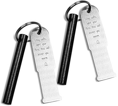 FERROFIRE Lot de 2 porte-clés classiques avec tige de ferrocérium de 6,3 cm de long et superbe pierre à feu et acier pour camping, urgence, barbecue