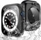 TAURI Paquete de 2 Estuches Impermeables Diseñados para Apple Watch Series SE/6/5/4 40 mm, [Certificado IP67 a Prueba de Agua] con Protector de Pantalla de Vidrio Templado 9H - Negro