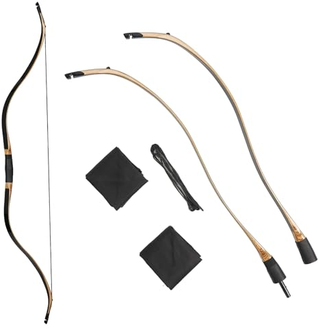 Zerlegbarer Holz-Laminat-Recurve-Bogen für Erwachsene Anfänger und Jugendliche, 52 traditioneller Pferdebogen, Langbogen, Holz-Recurve-Jagdbogen für Outdoor-Trainingsübungen, für Rechtshänder (20LB)