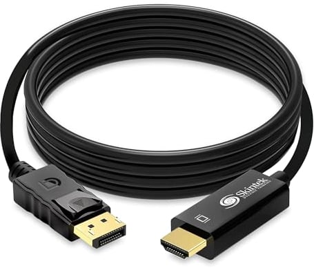Skintek SK-04-DPH18 Câble adaptateur Display Port (DP) vers HDMI, 4K 1080p 60 Hz mâle-femelle pour connecter un PC/Notebook/MAC avec sortie Display Port à un moniteur avec entrée HDMI. Câble de 1,8 m.