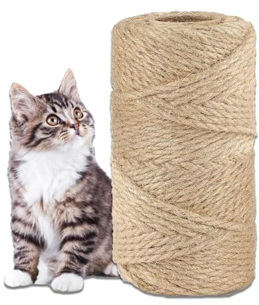 GIAPINST 30M Sisal Rope for Cat Scratcher Post Replacement Rope, 6mm Cat Scratching Sisal Rope, Natural Hemp Rope, Ideal for Cat Scratch Posts/Cat Trees/Cat Tower/Garden Bundling(98 Feet)