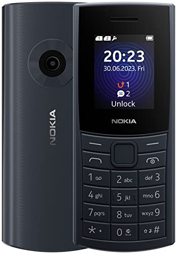 Nokia 110 4G Feature Phone with 4G, Camera, Bluetooth, FM radio, MP3 player, MicroSD, Long-Lasting Battery, and Pre-loaded Games, Dual Sim - Blue (Renewed)
