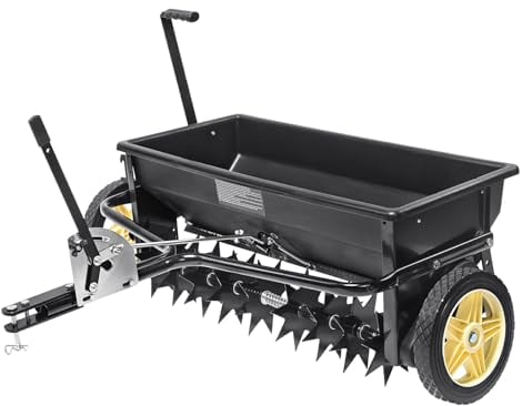VEVOR Spandiconcime Carrello Spanditore Carico Max. 45kg con Ruote, Carrello Aeratore con Punte in Acciaio, Spandiconcime, Seminatrice da Giardino Spargisale da Fattoria, Terreni, Carrello Spanditore