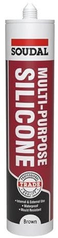 Soudal Trade Multi-Purpose Silicone Sealant Mould Resistant Waterproof 290ml (Brown)