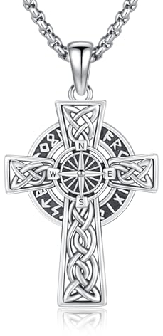 MEDWISE Keltisches Kompass Halskette 925 Sterling Silber Keltisches Kette Kompass Anhänger Amulett Kompass Geschenk Keltischer Schmuck für Damen Herren Sohn Abschlussgeschenke
