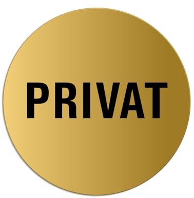 Schild Privat Ø 75 mm Türschild aus Aluminium matt-gold eloxiert selbstklebend 8516-M