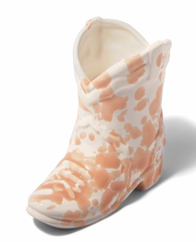 Paddywax Nashville Collection Keramik Cowboystiefel Kerze, in der Farbe Weiß rosa gesprenkelt, Duft Kaktusblüte, Inhalt: 170g, NCB001EU