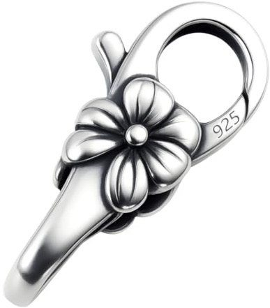 My-Bead Doppelkarabiner 925 Sterling Silber Premium Karabiner – Schmuckverschluss Blume XXL 23mm – Armband & Halskette DIY