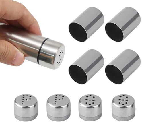 4 Stück Salzstreuer Klein,Edelstahl Mini Salz Und Pfefferstreuer,5 Ml Reisegewürzset,S/P-förmige Löcher Gewürze Bottle,Unterwegs Mini Salzstreuer Für Camping,Barbecue im Freien,Küche,Restaurant Usw