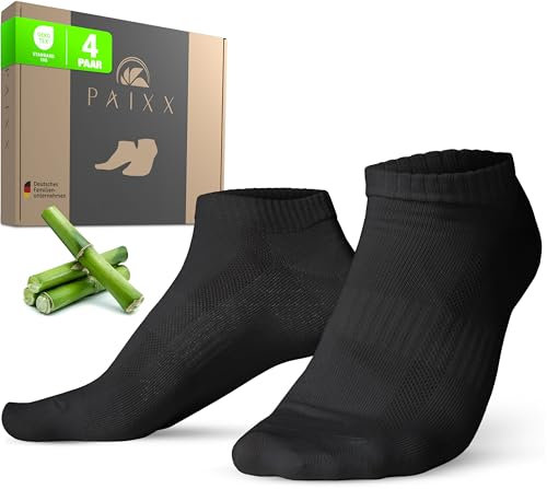 PAIXX Premium Bambus Sneaker Socken 4Paar, 43-46 & 39-42, Herren & Damen - Atmungsaktive, Antibakterielle Knöchelsocken gegen Schweißfüße