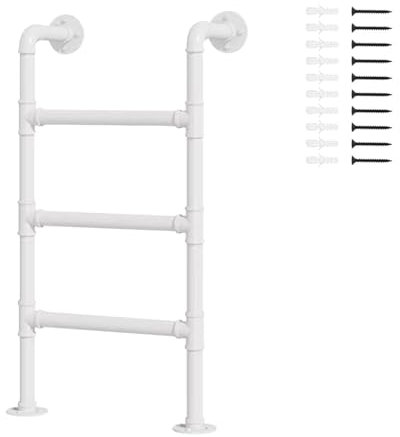 Renmlion Wall Mounted Metal Ladder for Home Loft, Universal Bunk Bed Ladder 4ft 5ft 6ft 7ft 8ft Heavy Duty Basement Window Well Egress Ladder with Kit, Loads 330lbs(110cm/43in)