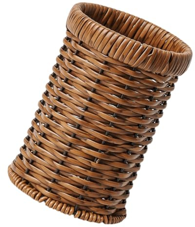 Amosfun Woven Cutlery Holder Imitation Rattan Basket Multi-functional Utensil Organizer for Kitchen Easy Drainage for Dining Essentials