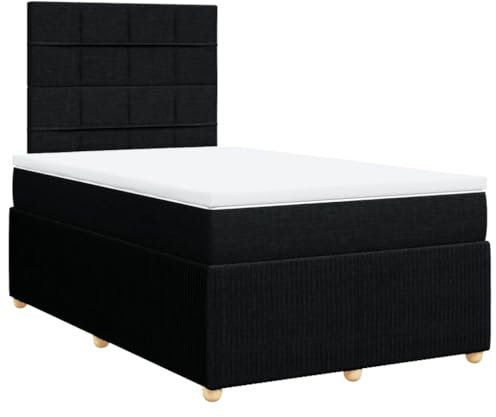 vidaXL Boxspringbett mit Matratze Schwarz 120x200 cm Stoff