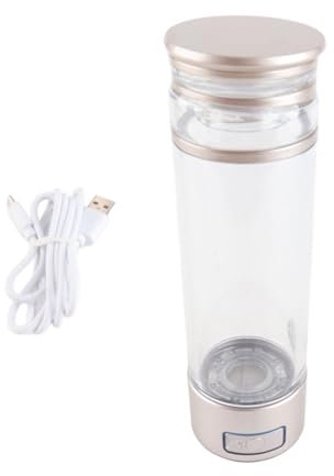 Yousiliang Tazza d'Acqua per generatore di idrogeno, 5 V 350 ml PCTG Pt da 2000 a 6000 ppb Bottiglia d'Acqua Trasparente Ricca di idrogeno Macchina per ionizzatore d'Acqua Adatta per Fitness (Oro)