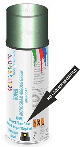 SCOOBYS PAINTS BACK IN THE MIX Direct Gloss Aerosol Spray Paint For Rover Monogram Arbour Green Code: Mgrc047 No Lacquer Required