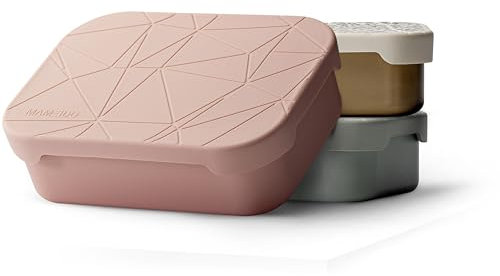 MAMEIDO Fiambrera acero inoxidable 800ml, compartimentos flexibles y tapa de silicona, lunch box adultos, bento box kids, lonchera para niños (Cotton Candy, 0,8l)