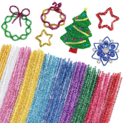 400 Stück Pfeifenputzer Bunt zum Basteln 10 Farben Glitzer Pfeifenreiniger Chenilledraht 30CM Macaron Farbe Pfeifenreiniger Bunt zum Basteln mit 100 Kulleraugen Pfeifenputzer für DIY Kinder Dekorieren