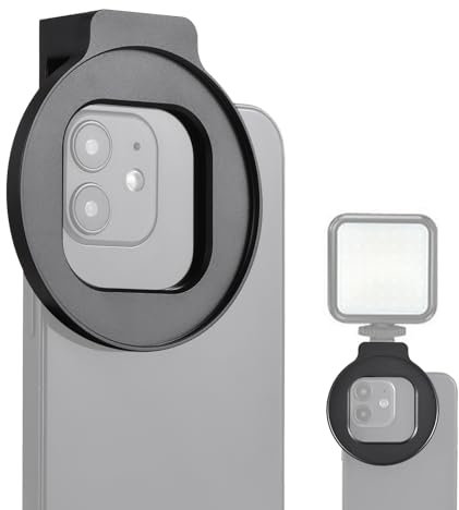 Andoer 67 mm Telefonfilterhalterung, Gewindeobjektivfilterclip, Vollmetall mit Kaltschuhhalterung für Phone 15/14/13/12