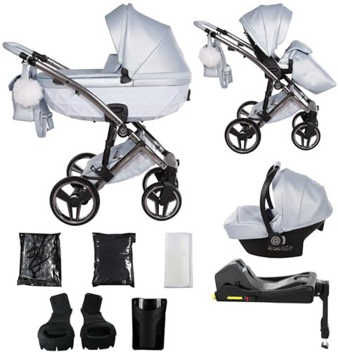 Junama Kinderwagen Candy 2in1 3in1 4in1 (03 - Blau, 4in1 mit ISOFIX Basis)