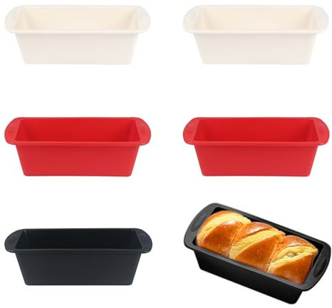 HXSYKJDM 6 Stück Silikon Brotbackform, Rechteckig 19,5 × 9,5 × 5,5 cm, Antihaftende Tortenform Kuchenform für Backofen