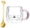 Xiuyer Doppelwandige Süße Katze Latte Macchiato Gläser, Katze Doppelwandige Kaffeegläser 250ml Kaffee Glas Teegläser für Cappuccino, Latte Macchiato, Tee, Milch, Eis,Geburtstag Geschenke für Frauen