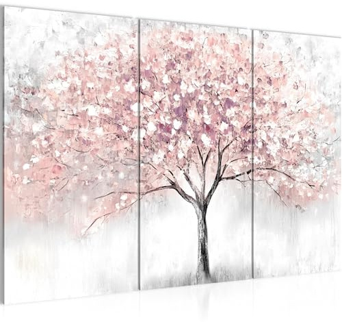 Runa Art Wandbilder Baum Herbst Bild XXL Wohnzimmer Schlafzimmer Grau Rosa Natur 120 x 80 cm 053231b