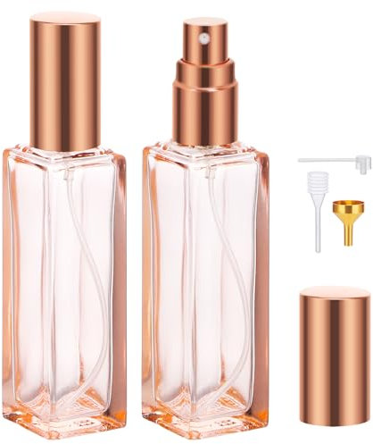 Segus Perfume Atomiser 20ml, 2 Pcs Perfume Dispenser in Glass, Refillable and Portable, Glass Travel Atomiser for Women and Men (Orange)