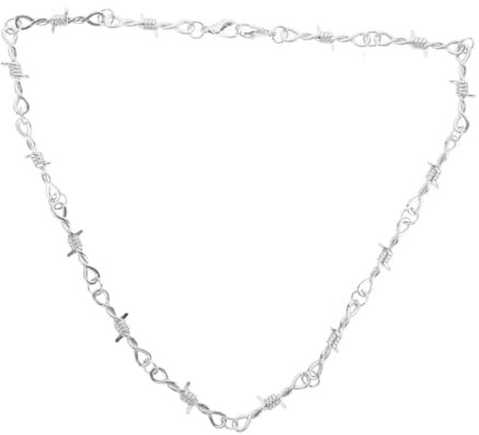 Holibanna Collana Di Spine in Metallo Argentato Stile Gotico Punk Per Uomo e Donna Catena Filo Spinato Accessorio Hip Hop Unico