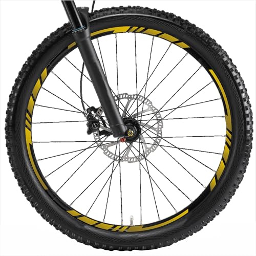 Decalart Kit adesivi per Cerchi Ruote Bici Mtb corsa sport 26 27,5 28 29 Pollici completo 2 ruote decalcomanie sticker filetto strisce L001 (091 Oro, 26 Pollici)