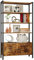 IRONCK Bücherregal mit Türen, Bücherschrank 5 Ebenen, Regal Holz Metall, Industriell Standregal mit verstellbaren Ablagen, Bookshelf für Wohnzimmer, Büro, Küche, Arbeitszimmer, Vintage Braun
