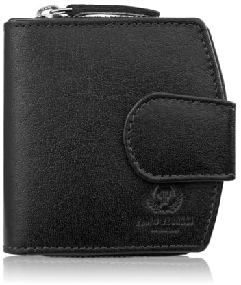 Damen Leder Geldbörse klein schwarz RFID Paolo Peruzii AL-24-BL, Schwarz, midi