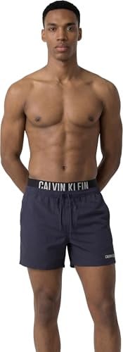 Calvin Klein Herren Badeshorts Medium Drawstring Boxer mit Tunnelzug, Blau (Shoreline), XL