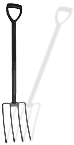 Abaseen Heavy Duty Garden Digging Fork | Long Handle Carbon Steel Fork with Strong Tines | Non-Slip PVC Grip, Rust Resistant | Ideal for Soil Turning, Planting, and Gardening Tasks
