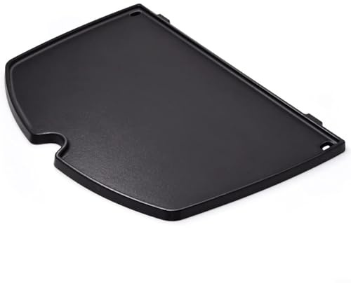 HomeVortex Piastra in ghisa per barbecue Weber serie Q2200 Q2000 Q2400 Q220, accessorio da cucina resistente con bordo rialzato per pancake, frittelle e verdure, 27 x 39 cm, nero