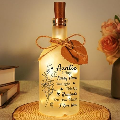 Sayregifty Auntie Gifts, Gifts for Auntie - LED Bottle Decorative Light | Auntie Birthday Gift, Perfect Birthday Mothers Day Presents for Auntie, Auntie Gift from Niece Nephew